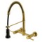 Gourmetier GS8187DL 2-Handle Wall Mount Pull-Down Kitchen Faucet, Brushed Brass GS8187DL - alternate 1